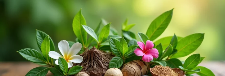 Illustration principale symbolisant le bien-être naturel via la phytothérapie avec un assortiment de plantes médicinales en gros plan
